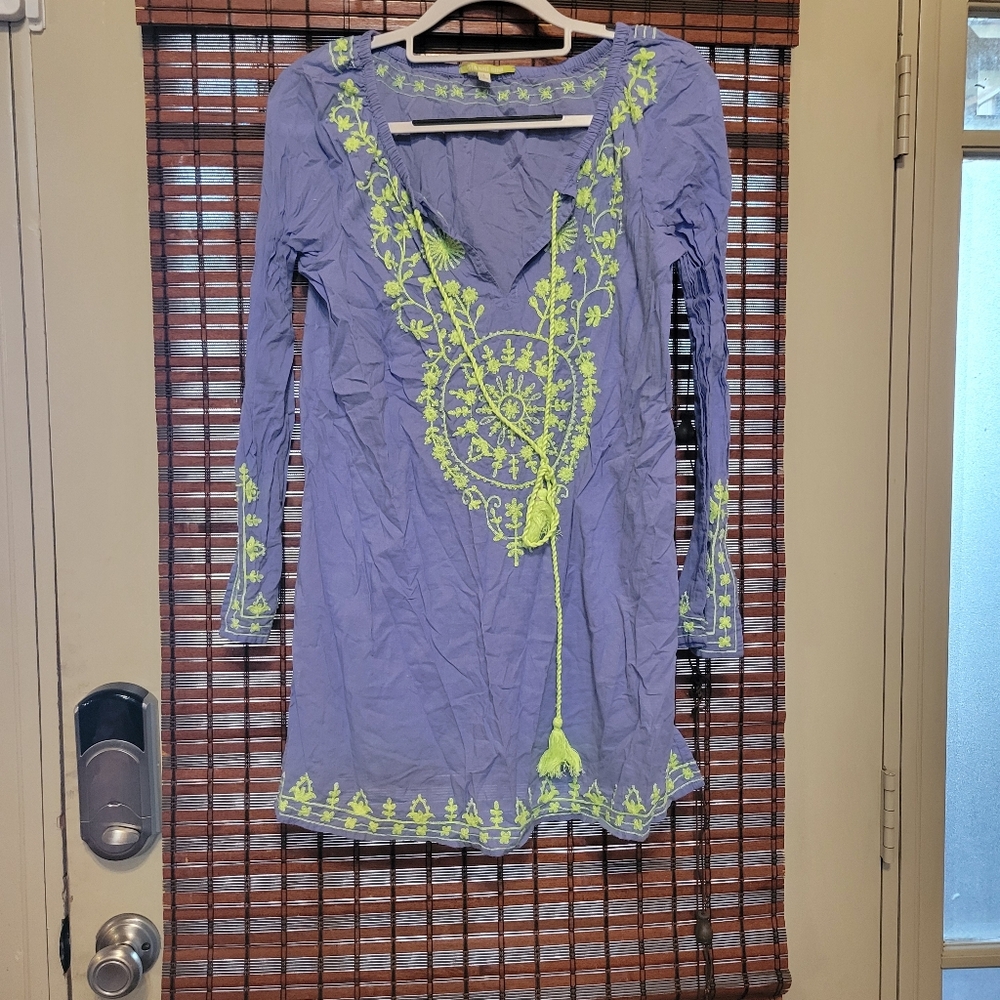 Purple Dress with Green Embroidery